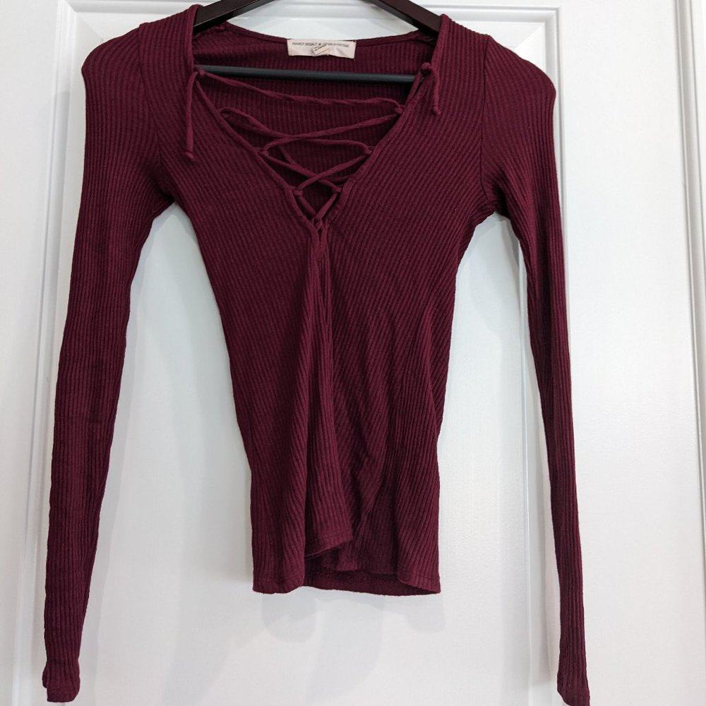 Long sleeve lace up in front